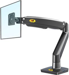 a monitor arm with a mirror mounted on it