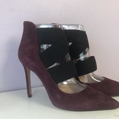 Questions? Leave A Comment Below! Nwot New No Box Excellent Condition No Mark Or Wear Black Elastic Ankle Straps Plum Suede High Heels Pointed Toe Purple Pointed Toe Heels With Reinforced Heel, Purple Heels With Reinforced Heel And Pointed Toe, Formal Purple Heels With Reinforced Heel, Purple High Heels Medium Width, Suede High Heels, Vince Camuto Shoes, Ankle Straps, Strappy Heels, Vince Camuto