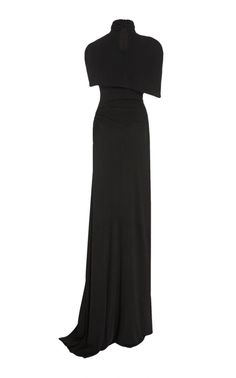 Brandon MaxwellCape-effect Draped Stretch Jersey Gown - Runway Catalog Luxury Pre-draped Maxi Evening Dress, Luxury Draped Sleeves Cocktail Maxi Dress, Luxury Off-shoulder Pre-draped Maxi Dress, Luxury Black Pre-draped Dress, Luxury Black Pre-draped Evening Dress, Luxury One Shoulder Maxi Dress For Prom, Luxury Black Rayon Dress, Luxury Black Maxi Dress For Women, Luxury Black Maxi Gown