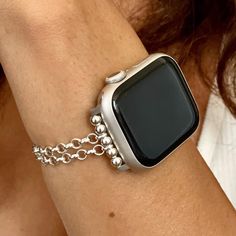 Minimalist Sterling Silver Apple Watch Band Rolo Chain iWatch Bands Women Strap Bracelet. Excellent Daily Use Apple Watch Jewelry. Available For 38mm 40mm 41mm 42mm 44mm 45mm 49mm. Please Watch The Video How Easy IsTo Put The Bracelet On Your Wrist By Yourself! P R O D U C T ∙ D E S C R I P T I O N ∙ Sterling Silver Rolo Chain Bracelet For Apple Watch ∙ ∙ Adjustable Size Bracelet Perfectly Tailored for Your Wrist ∙ ∙ Designed And Handmade by Simeon D Jewelry Studio ∙ ∙ This Bracelet Fits ALL App Modern Double Band Bracelet Strap Jewelry, Everyday Adjustable Stainless Steel Watch Accessories, Metal Double Band Bracelet Jewelry, Metal Jewelry With Double Band Bracelet Strap, Adjustable Silver Watch Accessories For Everyday, Adjustable Chain Watch Bands As Gift, Elegant Watch Chain As Gift, Elegant Watch Chain Accessories For Gift, Minimalist Stainless Steel Watch Accessories For Gift