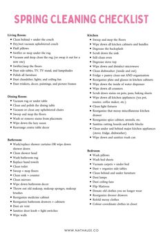 the spring cleaning checklist is shown here