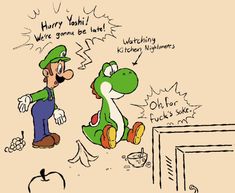 an image of mario and luigi talking to each other