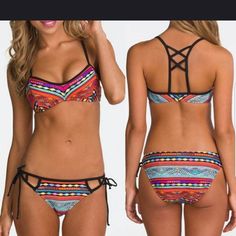 Ethnic Printed Strappy Bohemian Set Print Varies On Each Suit Depending On The Cut Of Material. Bohemian Fitted Swimwear For Festival, Bohemian Fitted Festival Swimwear, Bohemian Multicolor Swimwear For Festival, Bohemian Red Printed Swimwear, Red Bohemian Printed Swimwear, Red Bohemian Swimwear For Beach Party, Bohemian Swimwear With Vibrant Print For Festivals, Bohemian Swimwear With Vibrant Print, Bohemian Red Swimwear For Beach