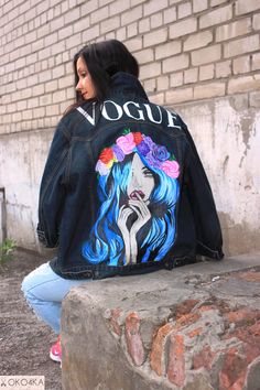 Hand painted denim Jacket with painting Jacket with art work on Art on Denim jean Jacket with art pop-art Drawing flowers wreath of flowers Hand Painted Blue Denim Jacket For Spring, Artistic Denim Outerwear For Spring, Spring Hand Painted Blue Denim Jacket, Hand Painted Trendy Denim Jacket For Spring, Trendy Hand Painted Denim Jacket For Spring, Artistic Blue Denim Jacket For Spring, Blue Denim Jacket With Custom Artwork For Spring, Artistic Denim Jacket With Custom Artwork For Spring, Spring Artistic Denim Jacket With Custom Artwork