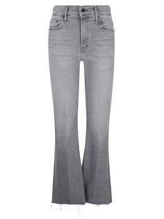 High-waisted, flared jeans with raw hem at the bottom Colour: Grey Composition: 92% cotton, 4% elastane, 45 polyester Fall Flare Jeans With Five Pockets, Mother Jeans, Zegna Shoes, Jeans Grey, Mother Denim, Denim Branding, Grey Colour, Denim Design, Jean Grey