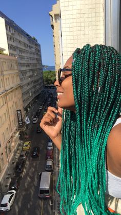 Emerald Hair, Long Hair Highlights, Colored Box Braids, Colored Braids, Goth Hair, Cute Box Braids Hairstyles