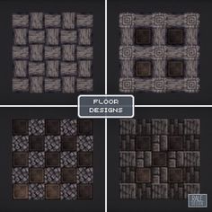 four different textures for the floor design in minecraft, including squares and rectangles