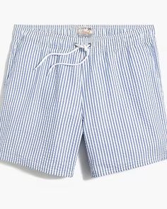 Factory: 6" Seersucker Swim Trunk For Men J Crew Mens, Mens Bathing Suits, Summer Vacation Outfits, J Crew Style, Mens Swim Shorts, Mens Stripes, J Crew Men, Mens Swim Trunks, Man Swimming