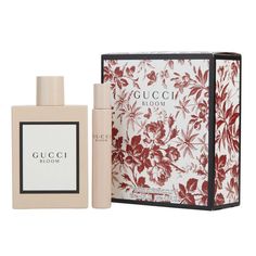 Launch year: 2017. Fragrance Family: Floral. Top notes: Orange, Green Notes. Heart notes: Natural Tuberose, Jasmine absolute, Jasmine bud extrac, Rangoon Creeper. Base notes: Orris root, Sandalwood, Vanilla. Design house: Gucci. Design house category: fashion. Scent name: Gucci Bloom. Gender: Ladies. Category: Fragrance. SubType: Gift Set. Barcode: 3614226759368. Gucci Bloom EDP Spray 3.3 oz, Gucci Bloom EDP Rollerball 0.25 oz, In Gift Box. Gucci Bloom / Gucci Set (w). This item is only valid for shipment in the Contiguous United States & Canada. Gucci Fragrance, Gucci Bloom, Travel Retail, Gucci Gifts, Gift Sets For Women, Fragrance Gift, Fragrance Gift Set, Womens Fragrances, Gucci Handbags