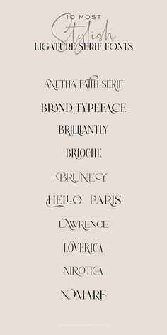 some type of font that is in different styles and sizes, with the names below it