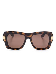 Havana brown acetate square frame tortoiseshell effect brown tinted lenses signature Interlocking G logo plaque oversize arms curved tips These glasses come with a protective case. G Logo, Gucci Eyewear, Sunglasses Brown, Wardrobe Edit, Yoko London, Chanel 2, Havana Brown, Iconic Bags, Boots Fall