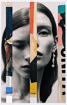 a collage of different images with woman's face and ear piercings on them