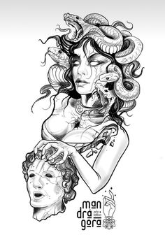 Gothic Medusa Tattoo Design, Chest Cover Up Tattoo Female, Medusa Tattoo Design, Medusa Art, Mythology Tattoos, Medusa Tattoo, Tattoo Style Drawings, Tattoo Portfolio, Tattoo Design Book