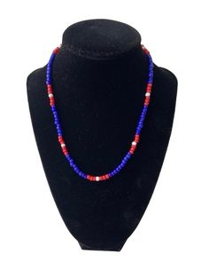 4th of July Necklace. Adjustable extension gold filled 3 Inch. Blue,Red and White seed bead. The Necklace Size is 16 Inch Adjustable Blue Jewelry For 4th Of July, Patriotic Blue Jewelry With Colorful Beads, Patriotic Round Beads Necklace Gift, Patriotic Round Beads Necklace As Gift, Patriotic Blue Round Bead Jewelry, Patriotic Blue Beaded Necklaces, Patriotic Blue Beaded Necklace For Gifts, Patriotic Blue Beaded Necklace For Gift, Patriotic Blue Beaded Necklace