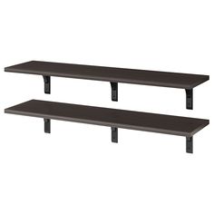 two black shelfs sitting next to each other