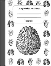 the book cover for composition notebook with an image of two brain sections