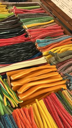 many different colored cords are on display for sale