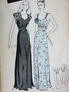 1940s Film Noir, Nightgown Lingerie, Patron Vintage, Retro Sewing Patterns, Pajama Pattern, Sewing Lingerie