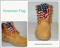 #AmericanFlag #AmericanFlagTimberlands #RedSpikedTims #FloralTimberland #Floral #TropicalPrint #Tropicalfabric #SpikedTimberland #StuddedTims #CustomTimberland #CustomBoots #MenTims #WomenTims #KidTims #Eshays www.eshays.com American Flag Shoes, Regency Purple, Boot Chains, Off Brand, Money Design, American Flag Print, Mens Boots Fashion