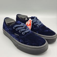 New Womens Vans Authentic Velvet Navy Blue Black Sneaker Shoes. They Are Mens Size 4 Which Is Equivalent To A Women's Size 5.5. Unworn With The Original Tag Attached, Happy Shopping! Vans #: Vn0a38emnq8 Will Ship Same Or Next Day, Bundle To Receive A Discount And Only Pay 1 Shipping Price! Black And Blue Vans, Navy Lace-up Vans Sneakers, Blue Vans Shoes, Blue Vans Sneakers For Sports, Navy Blue Vans, Blue Low-top Vans Sneakers, Blue Vans Slip-on Sneakers, Blue Vans, Vans Blue