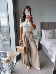 whatemwore's SS24 workwear Collection on LTK Beige Trousers Outfit Winter, Beige Work Outfit, Cream Trouser Outfit Women, Cream Trousers Outfit, Trousers Outfit Winter, Beige Trousers Outfit, Capsule Wardrobe Women, Trousers Outfit