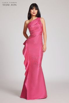 Color_Hot Pink One Shoulder Evening Dress, Wedding Moodboard, Teri Jon, Groom Dresses, Bridal Bridesmaid Dresses, One Shoulder Gown, Mob Dresses, Bride Gowns, Dresses 2024