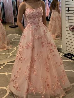 Debut Gowns, Tulle Pink, Prom Dresses A Line, Dresses A Line, Stunning Prom Dresses, Prom Dresses Gowns, Long Prom Dresses, Pretty Prom Dresses, Pink Prom Dresses