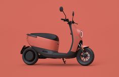 an electric scooter is shown on a pink background in this image, it appears to have been designed by the company