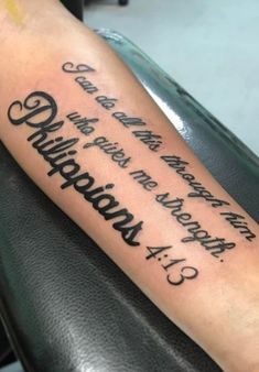 a person with a tattoo on their arm that says, i am and my husband