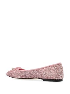 Elegant rose pink with shimmering glitter finish Chic bow adornment enhanced with pearls Sparkling crystal embellishments for added glamour Classic round toe design Comfortable slip-on style for quick dressing Luxurious leather lining for lasting comfort Durable flat sole suitable for extended wear Jimmy Choo Flats, Glitter Ballet Flats, Sparkly Flats, Rose Pastel, Shoes Pink, Ballerina Shoes, Footwear Design Women, Crystal Embellishment, Sneaker Heels