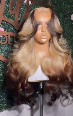 Leilani is a 13x4 brown and blonde highlighted and layered wig. This wig is handmade by me and my team. Black Women Wig Hairstyles Color, Wig Hair Dye Ideas, Blonde And Black Lace Front Wigs, Two Tone Lace Front Wigs, Prom Hairstyles Color, Blonde Hair Color Ideas Wigs, Blonde Wig Color Ideas, Wig Color Ideas Light Skin, Lace Front Ideas For Black Women