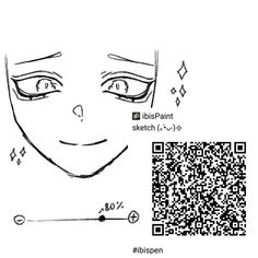 a drawing of a person's face and the qr code for their eyes