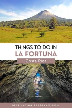 a person in a kayak on the water with text overlay that reads things to do in la fortuna costa rica