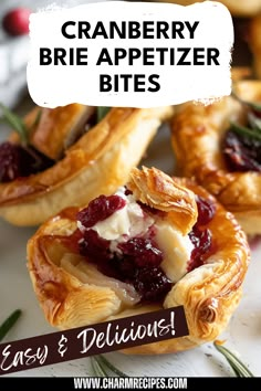 cranberry brie appetizer bites with text overlay