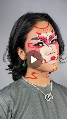 shane steven on Instagram: "saw this look on pinterest 🀄️ - inspired by @mua_agapi  - #makeup #makeuptutorial #avantgarde #editorialmakeup #red #makeuptransformation" Fun Office, Spooky Party, Look On, Halloween Makeup, Makeup Tutorial, Halloween Costumes, That Look