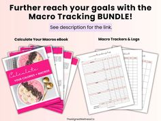 four cookbooks with text that reads further reach your goals with the macro tracking bundle