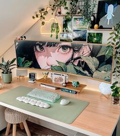 Cozy Gamer Desk Setup, Cosy Gaming Setup, Cozy Gamer Desk, Gaming Setup Cozy, Gamer Desk Setup, Cosy Gaming, Stream Setup, Home Studio Desk, Cozy Gamer