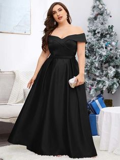 Free Returns ✓ Free Shipping On Orders $49+ ✓. Plus Off Shoulder Fold Pleated Maxi Formal Dress- Plus Size Dresses at SHEIN. Midsize Formal Dress, Dress For Chubby Ladies, Dress For Chubby, Plus Size Wedding Guest Dresses, Formal Bridesmaids Dresses, Shein Brasil, Prom Dress Plus Size, Plus Size Gowns, Plus Size Prom