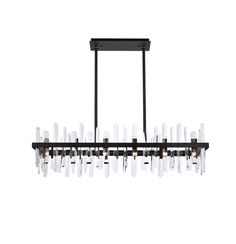 Elegant Lighting Chandelier 2200G42BK Contemporary Kitchen Island Lighting, Angled Ceiling, Modern Crystal Chandelier, Rectangle Chandelier, Linear Suspension, Elegant Furniture, Ceiling Fan Chandelier, Crystal Prisms, Suspension Light