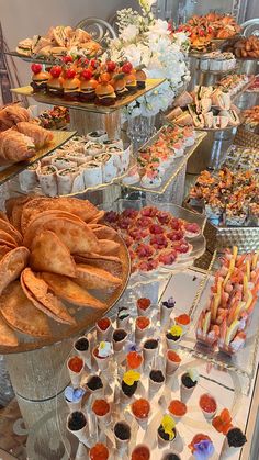 a buffet filled with lots of different types of food