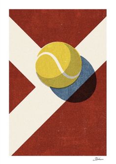 a tennis ball sitting on top of a flag