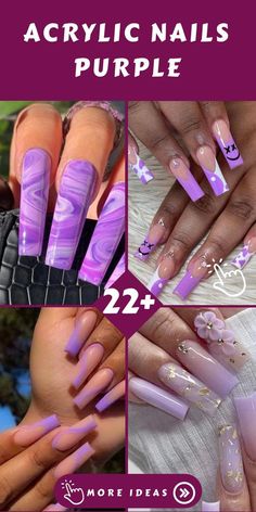 Acrylic Nails Purple, Purple Manicure, Chic Nail Designs, Purple Acrylic Nails, Winter Manicure, Nails Purple, Purple Acrylic, Purple Shades, Spring Nail Designs