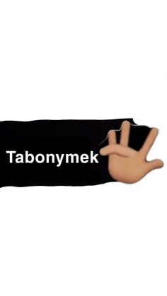 a hand that is sticking out of the side of a black bag with tabonymek written on it