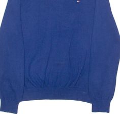 Item is in good used condition. >Size: M >Armpit To Armpit: 20" >Armpit To Cuff: 19" >Collar To Hem: 27" Fitted Blue Sweater With Ribbed Cuffs, Classic Fitted Blue Sweater, Classic Blue Fitted Sweater, Blue Fitted Classic Sweater, Blue Crew, Mens Jumpers, Tommy Hilfiger, Jumper, Tights