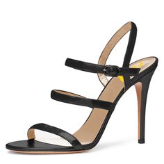 Elevate your style with these black triple-strap slingback stiletto heels. Chic and versatile, perfect for any occasion. Step out in confidence and sophistication with these trendy sandals for women. Color: Black Heel Type: Stiletto heel Heel Height: 4.72" / 120 mm approx Product measurements were taken using size 8. Please note that measurements may vary by size. Toe: Open toe Adjustable buckle strap design Slingback design Handcrafted US sizing. Fits true to size. Stiletto Heels Sandals, Dancing Club, Pencil Heels, Trendy Sandals, Slingback Heels, Chunky Sandals, Slingback Shoes, Black Sandals Heels, Slingback Heel