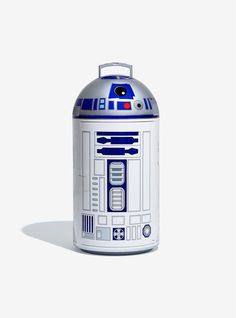 a star wars r2d2 canister on a white background