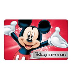 a mickey mouse gift card with an image of the character on it's face