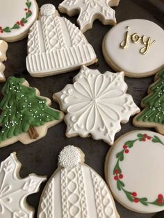 decorated christmas cookies with joy written on them