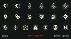 some type of symbols that are white and black with red lettering on the bottom right corner