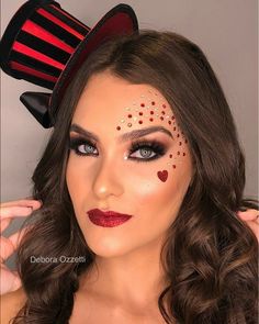 Clown Makeup Red, Red Halloween Makeup, Clown Makeup Tutorial, Alice In Wonderland Makeup, Cute Clown Makeup, Queen Of Hearts Makeup, Circus Makeup